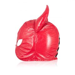 Devils RED Leather Half Face Role Play Hood Harness-thumb-5