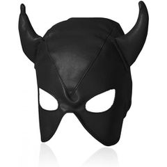 Devils BLACK Leather Half Face Role Play Hood Harness-thumb-2