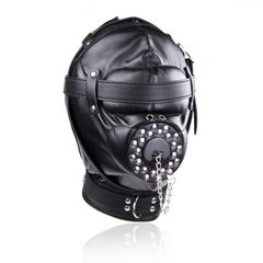 Bondage Multiplex Sensory Deprivation Black Leather hood