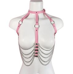 Passion Labs Sexy Harness with Chains and Eco Leather - Pink OS
