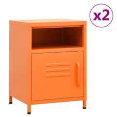 Κομοδίνα 2 τεμ. Πορτοκαλί 35 x 35 x 51 εκ. Ατσάλινα 3095217
