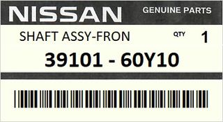 Ημιαξόνιο εμπρός αριστερό NISSAN SUNNY N14 - 100NX B13 1990-1995 ENGINE GA16DS F/ABS #3910160Y10