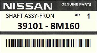 Ημιαξόνιο εμπρός αριστερό NISSAN ALMERA N16 JAPAN 2000 ENGINE QG15DE #391018M160