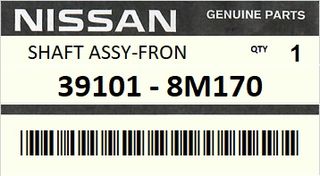 Ημιαξόνιο εμπρός αριστερό NISSAN ALMERA N16 JAPAN 2000 ENGINE QG15DE F/ABS #391018M170