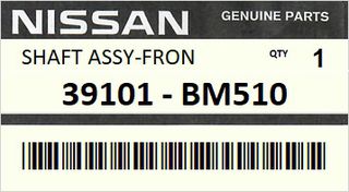 Ημιαξόνιο εμπρός αριστερό NISSAN ALMERA N16 2000-2003 ENGINE QG15DE F/ABS #39101BM510