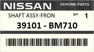 Ημιαξόνιο εμπρός αριστερό NISSAN ALMERA N16 2000-2003 ENGINE QG18DE F/ABS #39101BM710