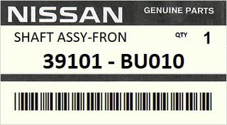 Ημιαξόνιο εμπρός αριστερό NISSAN TINO V10 2001-2006 ENGINE QG18DE #39101BU010