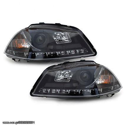 Μπροστινά Φανάρια Set Για Seat Ibiza 6L 02-08 Drl Μαύρα H1/H1 Sonar