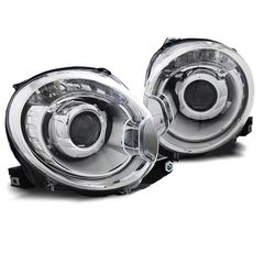 Μπροστινά Φανάρια Set Για Fiat 500 07-15 Projectors H7 Χρωμίου Με Μοτέρ Depo