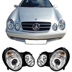 Μπροστινά Φανάρια Set Για Mercedes-Benz Clk W208 97-02 Ccfl Angel Eyes Χρωμίου H7/H1 Με Ρύθμιση Αέρος Sonar