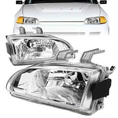 Μπροστινά Φανάρια Set Για Honda Civic 91-95 2D/3D Χρωμίου Clear H4 Manual Reliable Auto Parts