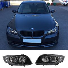 Μπροστινά Φανάρια Set Για Bmw 3 E90 / E91 05-11 Angel Eyes Led Μαύρα H7/H7 Depo