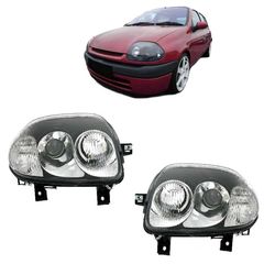 Μπροστινά Φανάρια Set Για Renault Clio 98-01 Projectors V6 Look Μαύρο/Χρώμιο H7/HB3 Depo