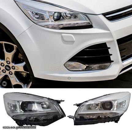 Μπροστινά Φανάρια Set Για Ford Kuga MK2 C520 Drl Χρωμίου H7/H7 Με Μοτέρ Carner