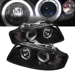 Μπροστινά Φανάρια Set Για Audi A4 B6 00-04 Angel Eyes & Led Μαύρα H1/H1 Sonar