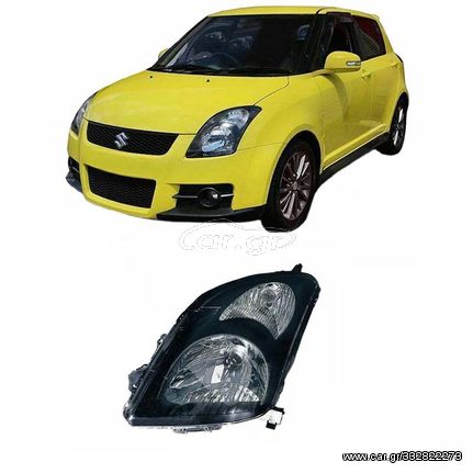 Φανάρι Μπροστινό Αριστερό Για Suzuki Swift 05-10 Μαύρο H4 Depo