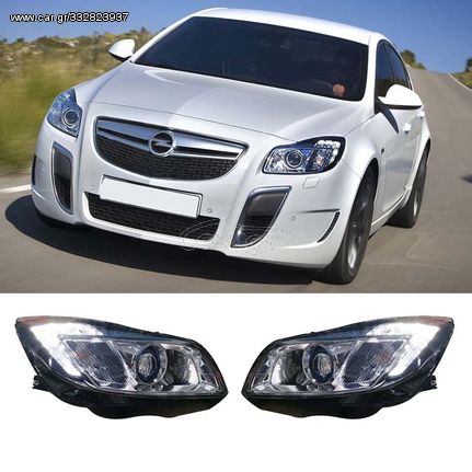 Μπροστινά Φανάρια Set Για Opel Insignia 08-12 Tru Drl Μαύρα H7 Carner