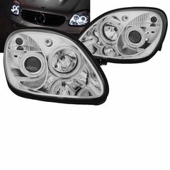 Μπροστινά Φανάρια Set Για Mercedes-Benz Slk R170 96-04 Ccfl Angel Eyes Χρωμίου H1/H1 Manual Sonar