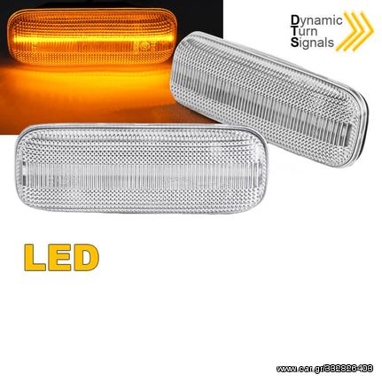 Πλαϊνά Φλας Φτερού Για Mercedes-Benz Ml W163 98-02 Led Dynamic Άσπρα 2 Τεμάχια