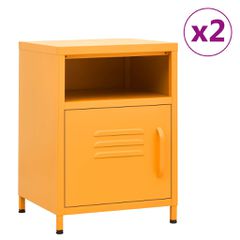 vidaXL Κομοδίνα 2 τεμ. Μουσταρδί 35 x 35 x 51 εκ. Ατσάλινα
