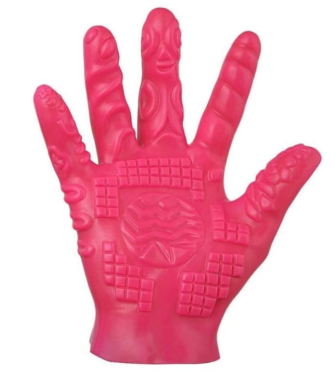 Glove with Stimulating Stripes Pink