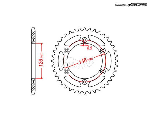 ΓΡΑΝΑΖΙΑ ΤΡΟΧΟΥ RK A4426-Z50 ΑΥΤΟΚ ΑΛΟΥΜ. (JTRA808) RM250'04-08-RMZ450'08-12