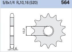 ΓΡΑΝΑΖΙΑ ΚΙΝΗΣΗΣ RK C4014 (564K)-Z14 (JTF564) YZ125'87-04-DT200R-WR200R