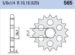 ΓΡΑΝΑΖΙΑ ΚΙΝΗΣΗΣ RK C4019-Z13 (JTF565SC) KX250'99-01-YAM/YZ450'07-14