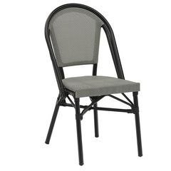 Καρέκλα κήπου "PARIS" από αλουμίνιο/textilene σε χρώμα μαύρο/ασπρόμαυρο 44x63x88
