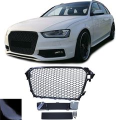 Σπορ μάσκα κυψελωτή γρίλια χωρίς έμβλημα μαύρη γυαλάδα για Audi A4 B8 8K Facelift 11-15