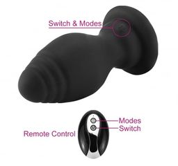 Anal Plug with Tail, 10 Vibration Modes, Remote Control, Silicone, USB, Black-thumb-2