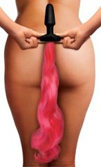 INTENSE PINK SILICONE PONY TAIL PLUG