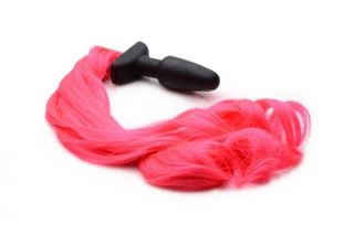 INTENSE PINK SILICONE PONY TAIL PLUG-thumb-3