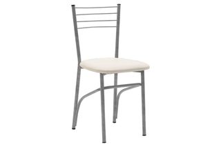 Καρέκλα "ΡΙΓΑ" από μέταλλο/τεχνόδερμα σε γκρι/εκρού χρώμα 40x43x80 594-00139