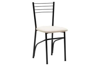 Καρέκλα "ΡΙΓΑ" από μέταλλο/τεχνόδερμα σε μαύρο gloss/εκρού χρώμα 40x43x80 594-00140