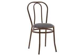 Καρέκλα "WIEN" από μέταλλο/τεχνόδερμα σε καφέ/μαύρο χρώμα 40x47x85 594-00142