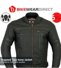 Leather Motorbike Jacket Motorcycle Biker With CE Approved Armour Thermal Black