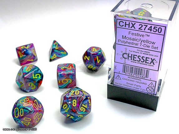 Chessex Festive 7-Die Set - Mosaic w/Yellow