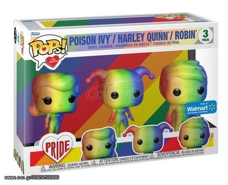 Funko Pops! with Purpose DC Pride: 3-Pack Heroes - Poison Ivy, Harley Quinn, Robin (Special Edition) Vinyl Figure