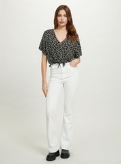 Φλοράλ cropped top με δέσιμο στην κοιλιά και μπαμπού κουμπάκια alcott italy