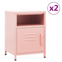 vidaXL Κομοδίνα 2 τεμ. Ροζ 35 x 35 x 51 εκ. Ατσάλινα