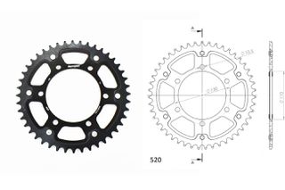 Γρανάζι Τροχού SUPERSPROX/RST-486-44T STEALTH-Μαύρο (520CONV) YZF-R6 06-18,MT09 14-18,YZF1000R1 04-15,FZ-09/FJ-09 14-18,GSX-R750/1000 16-18,EX250 88-13 (520CONV)