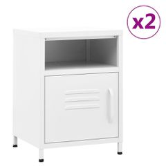 Κομοδίνα 2 τεμ. Λευκά 35 x 35 x 51 εκ. Ατσάλινα 3095222