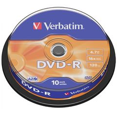 Verbatim Εγγράψιμα DVD-R 16x 4.7GB Cake Box 10τμχ
