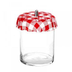 Γυάλα Φ15x30Υ κύλινδρος με Plexiglass καρώ καπάκι χρώματος κόκκινου