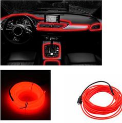 LED καλώδιο 12V κόκκινο για εσωτερική διακόσμηση αυτοκινήτου 2m