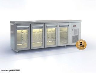 ΠΡΟΣΦΟΡΑ!!! PSM22560GL Ψυγείο πάγκος συντήρησης 225x60x87cm με 4 κρυστάλλινες πόρτες GN
