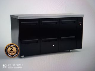 ΠΡΟΣΦΟΡΑ!!! PS15060/6SIR/BLC Ψυγείο πάγκος συντήρηση μαύρο, με 6 συρτάρια χωρίς μηχανή 150x60x87cm