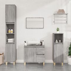 Ντουλάπι Μπάνιου Γκρι Sonoma 30x30x100 εκ. Επεξεργασμένο Ξύλο 819810