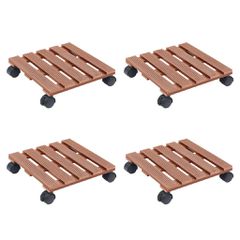 Βάσεις για Γλάστρες με Ρόδες 4 τεμ. Καφέ 30x30x7,5 εκ. από WPC 3143927